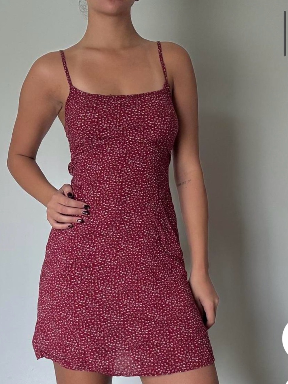 Brandy Melville Red Floral Mini Slip Dress